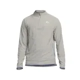 Buzo deportivo gris de tejido suave con tecnología Dri-FIT, cuello alto con media cremallera, mangas largas y bolsillo frontal.