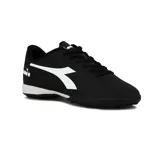 Championes de fútbol Diadora Striker TF, color negro con detalles en blanco.