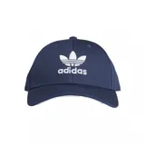 Gorro Adidas color azul marino con logo trifolio bordado en blanco en el frente.