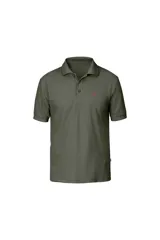 Chomba de piqué color gris con cuello clásico y logo bordado en el pecho.