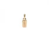 Dije rectangular bañado en oro 18k con la palabra 'Suerte' grabada.