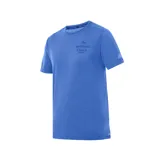 Remera de running azul con cuello redondo y mangas cortas. Estampado frontal con la frase "The Intelligent Choice" y logo reflectante en la manga.