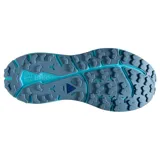 Championes Brooks Divide 4 de trail running para mujer, color gris oscuro con detalles en negro y celeste.