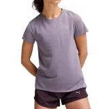 Remera deportiva Puma de manga corta con tecnología dryCELL que absorbe la humedad. Presenta un diseño jaspeado en color lila, cuello redondo y el logo del felino de la marca estampado en el pecho.