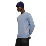 Buzo celeste de algodón con cuello redondo y logo de la marca en la manga.