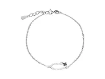 Pulsera de plata 925 con cadena de eslabones y dije central con forma de herradura con circonitas.