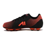 Championes de fútbol Austral para hombre, color negro con detalles en naranja.