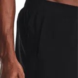 Short deportivo Under Armour Launch Run 7 color gris oscuro, con cintura elástica, bolsillos laterales y logo reflectivo en la pierna.