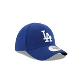 Gorra New Era azul con el logo de Los Angeles Dodgers bordado en blanco en el frente.