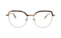 Armazón de anteojos Demenego modelo 132/53, con marco superior en carey y marco inferior metálico color dorado.