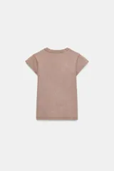 Camiseta de algodón compacto con cuello redondo, manga corta caída y corte regular.