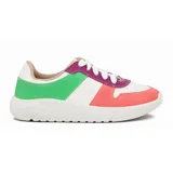 Championes Moleca de estilo casual con cordones, suela blanca y diseño multicolor en tonos verde, blanco, fucsia y naranja.