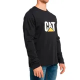 Remera negra de manga larga con logo de Caterpillar estampado en el pecho.