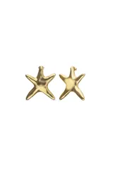 Aros de aleación de metales con baño de oro 18k, con diseño de estrella de mar.