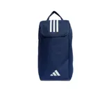 Bolso Adidas azul marino para championes, con logo y tres tiras blancas.