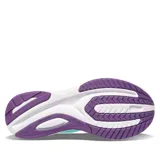 Championes Saucony Guide 15 de running, color celeste con detalles en negro, amarillo y violeta.