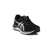 Championes Asics Gel-Pacemaker 3, de color negro con detalles en blanco y gris. Diseñados para running y entrenamiento, cuentan con capellada de malla transpirable, el característico logo de la marca en el lateral y entresuela amortiguada.