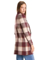 Cardigan tejido de Absolutely Famous, con diseño de cuadros, cuello con solapa, cierre frontal con botones y bolsillos aplicados en el frente.