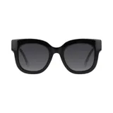 Lentes de sol Lancel con montura de acetato negra y lentes grises degradadas.