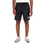 Short New Balance de felpa francesa color negro, con cordón ajustable en la cintura y el logo de la marca estampado en blanco en la pierna izquierda.