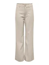Pantalón wide leg de tiro extra alto, color blanco, con cierre de botones y bolsillos traseros.