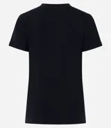Remera de algodón celeste con cuello redondo y mangas cortas dobladas, de corte regular y diseño liso.
