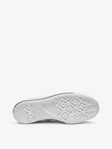 Championes Converse Chuck Taylor All Star Lift de cuero blanco, con plataforma y detalles en negro.