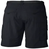 Short cargo Columbia modelo Silver Ridge, color negro, confeccionado en tejido transpirable con tecnología Omni-Wick y protección solar Omni-Shade UPF 50. Cuenta con cintura elástica lateral, bolsillos laterales con cierre, bolsillos para las manos con interior de malla y detalle de fuelle.