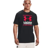 Remera Under Armour negra de corte clásico, con logo de la marca en rojo en el centro del pecho.