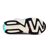 Championes de running Diadora Atomo V7000, color gris con detalles en fucsia, turquesa y blanco. Cuentan con suela de goma y cordones bicolores.