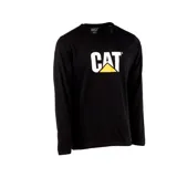 Remera negra de manga larga con logo de Caterpillar estampado en el pecho.