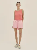 Musculosa tejida color salmón.