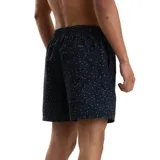 Short de baño Quiksilver modelo Minichaos, color azul marino con estampa geométrica de pequeños cuadrados multicolor. Cuenta con cintura elástica y cordón ajustable contrastante.