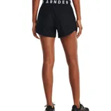 Short deportivo Under Armour Play Up 5 para mujer, color negro con cintura elástica con logo de la marca en blanco y logo bordado en la pierna izquierda.