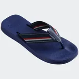 Ojotas Havaianas Urban Way color azul marino, con base texturizada y tiras de tela tricolor (azul, rojo y blanco).