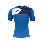 Remera deportiva Joma Crew II, color azul con detalles en blanco y azul marino.