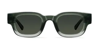 Gafas de sol redondas con montura verde oscuro y lentes verdes polarizadas con protección UV400.