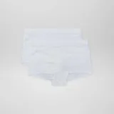 Pack de dos culottes blancos de algodón con cintura alta.