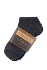 Pack de tres pares de soquetes negros para hombre, con puño gris y logo Legacy en el tobillo. Talle 38-45.