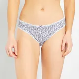 Pack de 3 braguitas de algodón con estampado floral y moño decorativo.