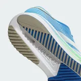 Championes de running Adidas Adizero SL2, color azul con detalles en blanco y verde neón. Presentan exterior de tela liviano, mediasuela con tecnología LightstrikePro para amortiguación y retorno de energía, y suela de caucho para mayor agarre.