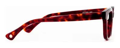 Armazón de acetato color carey con forma panto, lentes de 49mm de ancho y patillas con núcleo de metal plateado.