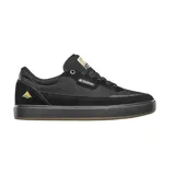 Championes de skate Emerica modelo Gamma G6, color negro con detalles en dorado. Presentan una construcción resistente con paneles de gamuza y tela, suela de goma vulcanizada y logo de la marca en el lateral y la lengüeta.