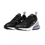 Zapatillas Nike Air Max 270 negras con detalles en blanco y beige.