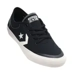 Championes urbanos Converse Stoke Ox de lona negra con logo lateral en blanco y suela de goma blanca.