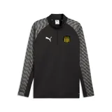 Buzo deportivo Puma de entrenamiento del Peñarol, color negro con mangas grises con estampado geométrico, cuello alto con cierre de un cuarto y logo de la marca en el pecho.