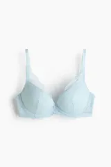 Soutien super push-up de encaje con aros, copas acolchadas y breteles ajustables.