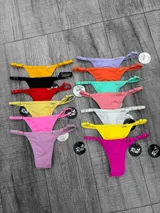 Bikini colaless de lycra en varios colores, con tiras finas ajustables con hebillas.