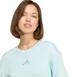 Buzo de cuello redondo Adidas, color verde agua, con diseño minimalista y logo de la marca bordado en el centro del pecho. Presenta puños y cintura acanalados para un mejor ajuste.