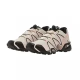 Championes de trail running Salomon Speedcross 3, con diseño técnico en colores crema y rosa. Presentan sistema de ajuste rápido Quicklace, refuerzos laterales y suela Contagrip de alta tracción para terrenos irregulares.